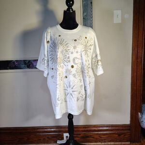 VTG 80/90s Embellished Celestial Single Stitch Wmns Tshirt/T583